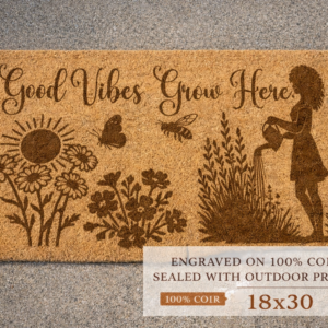 Good Vibes Grow Here – Engraved Coir Doormat