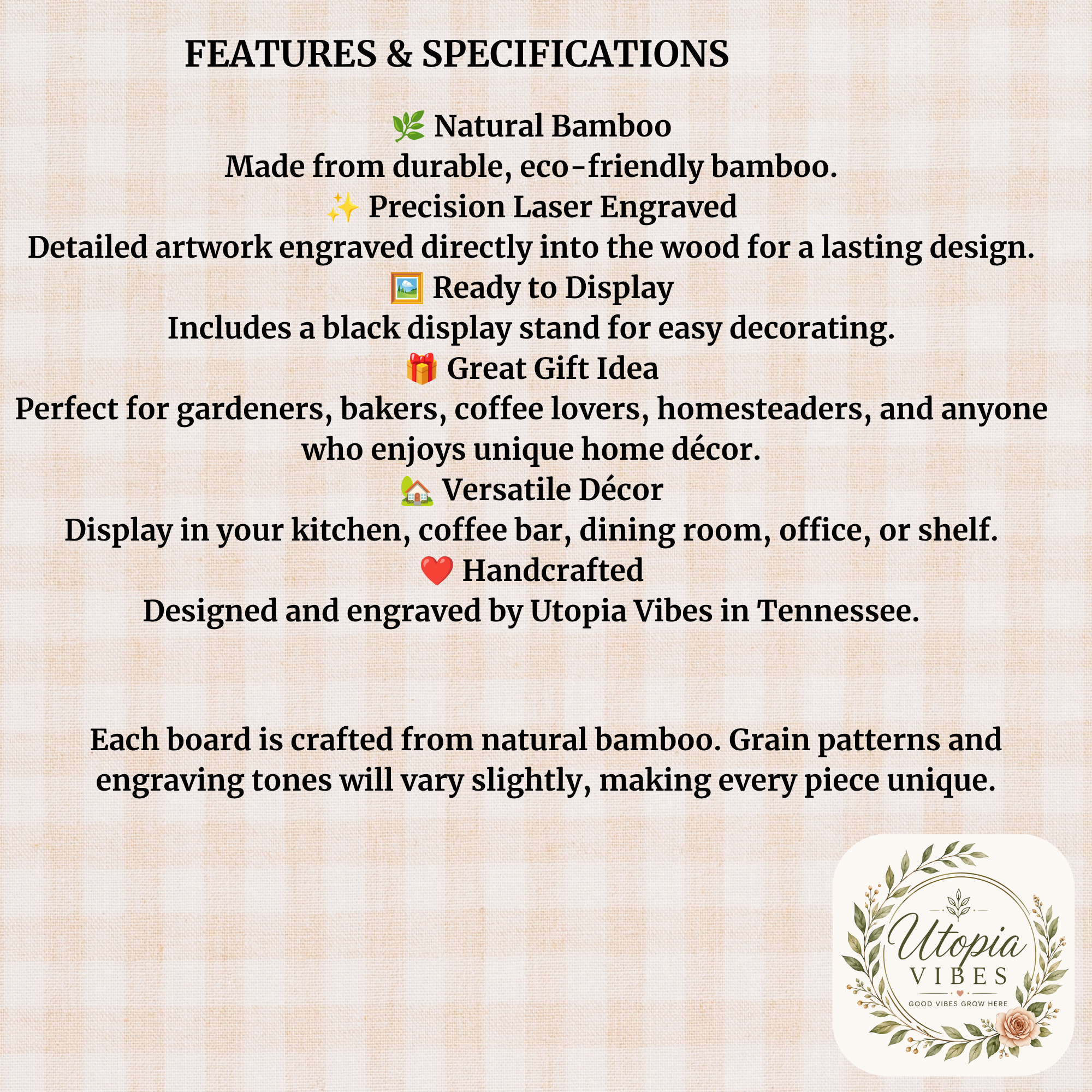Engraved Bamboo Display Board - Image 9