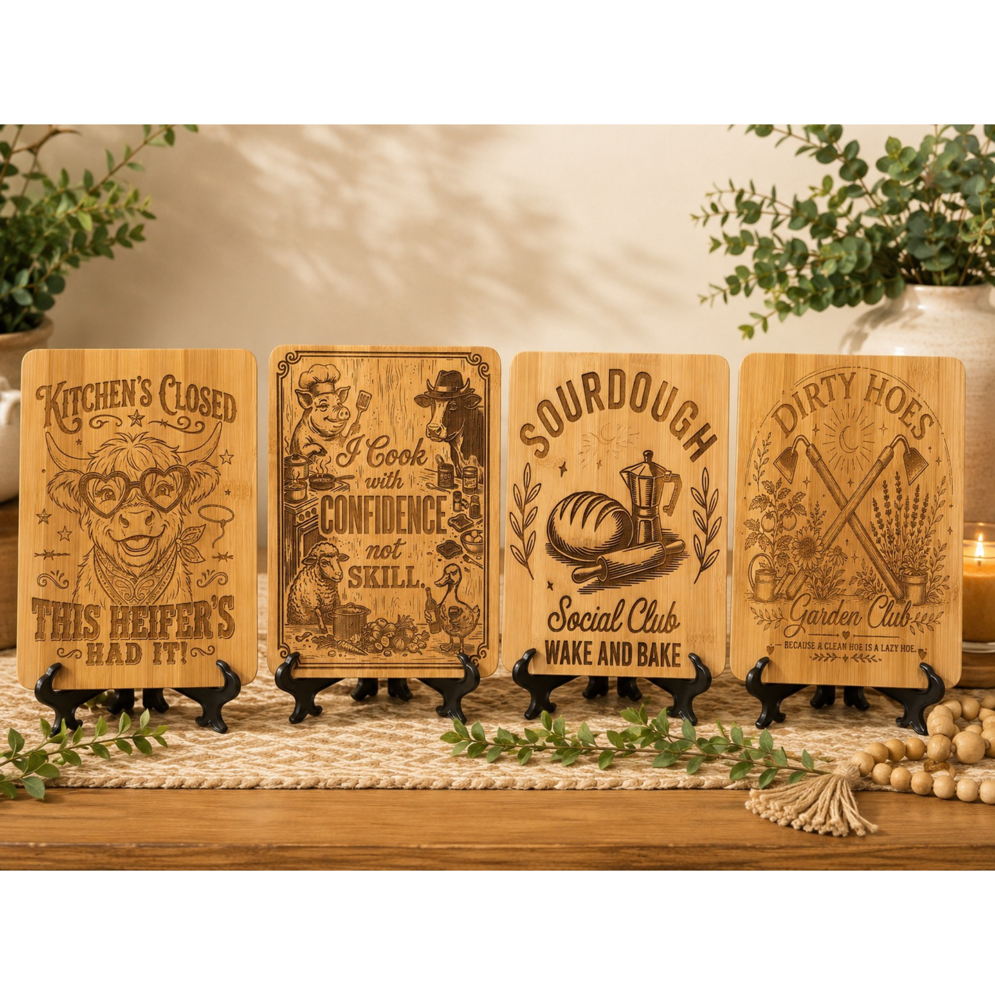 Engraved Bamboo Display Board