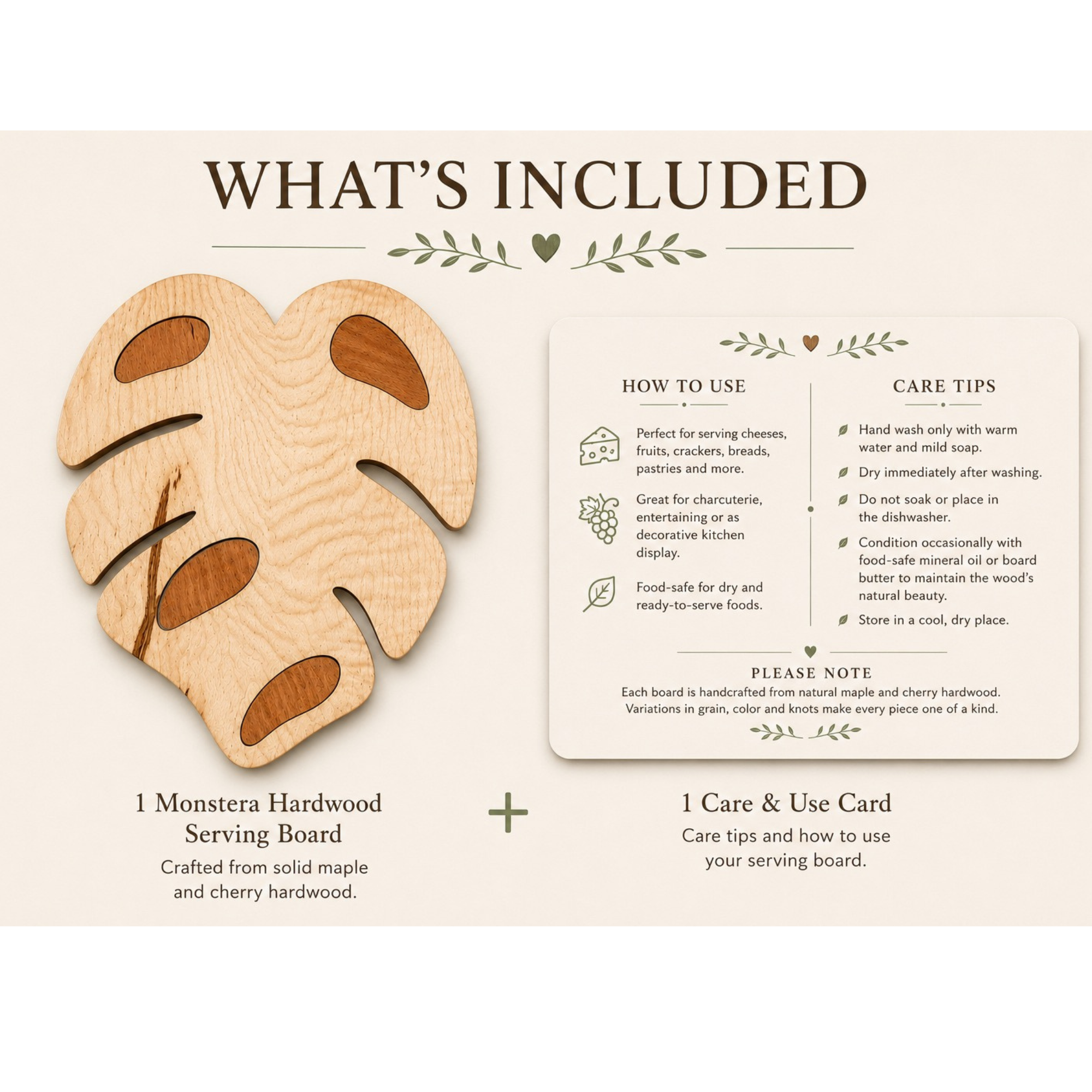 Monstera Hardwood Serving Board - Image 4